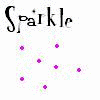 Animated sequence of text and colored dots on white background, with text changing from 'Sparkle' to 'and' to 'shine' and dots shifting colors across frames.