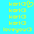 Yellow pixelated text and symbols on cyan background, with one frame showing a heart symbol replacing the '3' in 'kari3'.