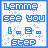 Pixelated blue text icon with