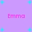 Pixelated purple background with cyan plus signs and pink "Emma" text in four positions.