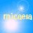 A four- of identical pixelated text 'micaela' on a blue background with varying light effects