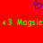 Red background with blue pixelated heart symbol above green text reading '<3 Magsie <3 Magsie' in two identical horizontal segments.