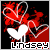 A static pixel art icon features a white heart shape with red and black splatter effects, set against a dark background with the name "Lindsey" in blocky text below.