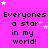 A static image with a bright pink background displays repeated text "Everyones a star in my world!" surrounded by small white and light purple stars.
