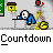 Animated contact sheet of a pixel art countdown icon featuring a stick figure running with a yellow flag, displaying text changes from "Countdown" to "ALMOST..." and finally "DAYS OF SCHOOL LEFT 5".