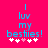 Pixelated blue text on bright pink background reads 'I luv my besties!' with six white and one light pink heart symbols below.