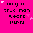 A bright pink background displays repeated text "only a true man wears PINK!" with scattered white and pink stars, some of which change position across frames.