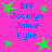 Static image with bright pink background, green star shapes scattered throughout, and blue text reading "BFF Jocelyn Jamie Kylie" repeated four times in a