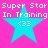 Four identical cyan stars on pink background with "Super Star In Training" text and <33 symbols inside stars.