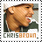 Pixelated static image of a person's head and shoulders with text below, framed by black-and-white stamp-like border.