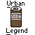 Animated sequence showing a brown soda can labeled 'SODA' with 'Urban Legend Urban' text above and below, transitioning through of pixelated yellow and white particle effects