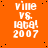 Orange background with white pixelated text reading 'ville vs. lata! 2007' repeated in a pattern, with one gray square in the bottom-right corner