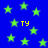 Blue background with scattered green stars and yellow 'TY' text in four locations.