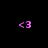 identical pink '<3' symbols on a black background with a gray rectangle in the bottom-right corner