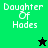 Pixelated text 'Daughter Of Hades' appears on green and black backgrounds with a black star and green star icon changing positions.