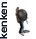 pixelated character sprites in various martial arts poses with a repeating vertical text banner on the left side