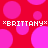 Red background with pink circles and repeated white text reading "*BRITTANY*" in pixelated font.