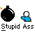 Pixelated black bomb with yellow fuse, blue-shirted figure, and text elements on gray background.
