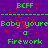 Purple background with green text 'BCFF' at top, repeated 'Baby you're' text, small green 'o' symbols, and 'Firework' text below, all with red pixel noise.