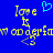 Blue background with yellow pixelated text reading 'love is underfoot' and a cyan heart symbol above the text.