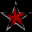 Two red star icons with silver outlines on black background, one showing a small gap between points while the other does not.