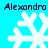 Four white snowflake icons arranged in a on cyan background with 'Alexandra' text above each icon