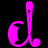 Two side-by-side animated frames of a stylized lowercase 'd' icon in bright magenta on black background, showing subtle motion between the two sampled frames.