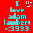Red background with cyan text reading 'I love adam lambert <333' and a pixelated heart symbol above the word 'love'.