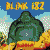 A 3x2 contact sheet of six animated frames from a Blink-182 themed AIM buddy icon featuring pixel art characters, landscapes, and symbols including a nurse, cheshire cat, smiley face, traffic lights, and band logo elements.