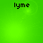 Green background with four identical pixelated 'lyme' text elements arranged in a , each with subtle light effects
