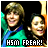 Two people in green and blue clothing with orange accents pose together under dark background, text "HSM FREAK!" appears below them.