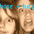 Two people with brown hair appear in a pixelated image; blue text reads 'hose + lucy' at the top.