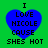 Green background with four blue heart shapes containing text, each heart displaying 'I LOVE NICOLE CAUSE SHES HOT' in black pixelated font.