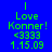 Green pixelated text on blue and cyan backgrounds reads "I Love Konner! <3333 1.15.09" with two distinct background color variations.