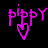 Pixelated buddy icon showing the name 'pippy' with a heart symbol, displayed in two animation frames where text color shifts from pink to white while the heart remains consistently pink.