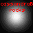 Four identical circular grayscale icons with central bright white spots, each overlaid with red text reading 'cassandraB' at top and 'rocks' below.