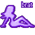 Pixelated female figure in reclining pose with text "brat" above each instance, displayed across multiple color variations.