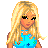 Pixel art contact sheet showing a blonde doll character in blue outfit with floral patterns, holding a black and yellow speaker bag, alongside text elements including 'Cher See' and 'Loves Louis Vuitton!'