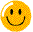 Four yellow circular icons with black pixelated features showing different facial expressions on a gray background.