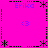 A static icon with a bright pink background featuring repeated text and symbols in blue and black pixel art style.