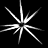 Four white starburst animation frames on black background arranged in 2x2 contact sheet showing progressive light intensity and ray count changes from dense to sparse.