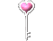 Six key-shaped icons with heart-shaped tops in pink, red, purple, and blue hues arranged on a gray background.