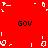 Red background with four 'GOV' text blocks and scattered white pixel fragments in a pattern