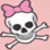 A 50x50 pixel animated buddy icon featuring a skull with a pink bow and crossed bones on a light pink background, paired with text reading "PUNK IN PINK!!!" in stylized pink lettering on black.