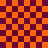 A static image of an orange and dark purple checkered background with two overlapping patterns on the right side