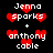 Pixelated text and red heart symbols on black background, with animated transitions between static states.