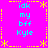 A static pixel art image with a bright pink background, yellow dashed border, and cyan text reading "idk my bff Kyle" arranged in four quadrants.
