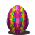 Animated sequence of a colorful egg-shaped character with rainbow patterns, transitioning through multiple poses including upright, bent-over, and side-facing views.