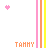 Pixelated animation with pink hearts, vertical stripes, and orange text on white background.