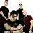 Pixelated image with three figures in dark clothing and a bat-like silhouette below, next to large black 'AFL' text on gray background.